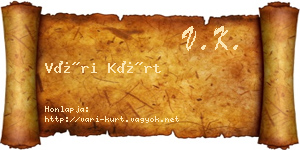 Vári Kürt névjegykártya